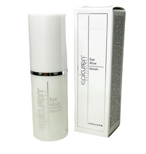 Load image into Gallery viewer, Epicuren Discovery Eye Alive Serum packaging and bottle, white and silver in color, displayed next to the product box.