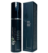 Load image into Gallery viewer, Epicuren Discovery Ultima Maximum Peptide Complex product packaging, featuring a black bottle with white and green label text, and a black box with product details.