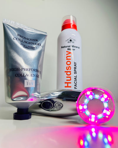 3 pc Set Time Master Pro LED with Promoter Collagen Gel and Hudsony Mist - European Beauty by B