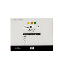 Cargar imagen en el visor de la galería, Caviulla O2 Advanced Volumizing Serum packaging on a dark background
