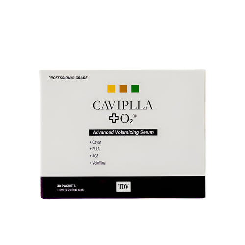 Caviulla O2 Advanced Volumizing Serum packaging on a dark background