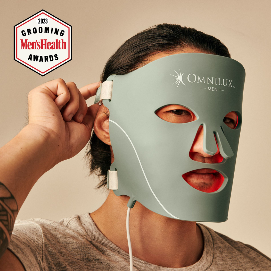 Máscara de terapia de luz flexible LED Omnilux Men con resultados comprobados.