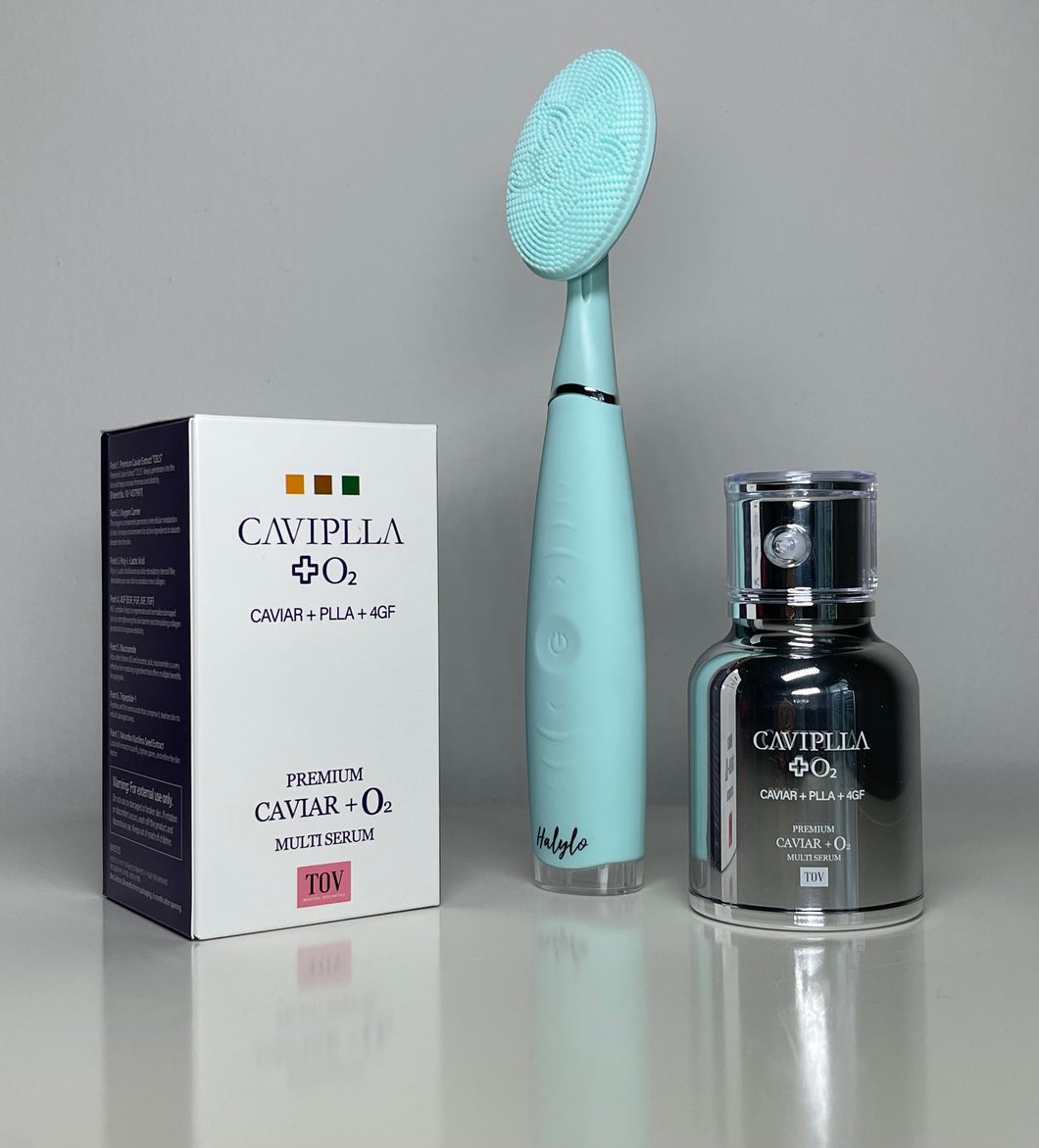 Caviplla O2 Premier Caviar Multi Serum 30ml with Face Sonic Brush - European Beauty by B