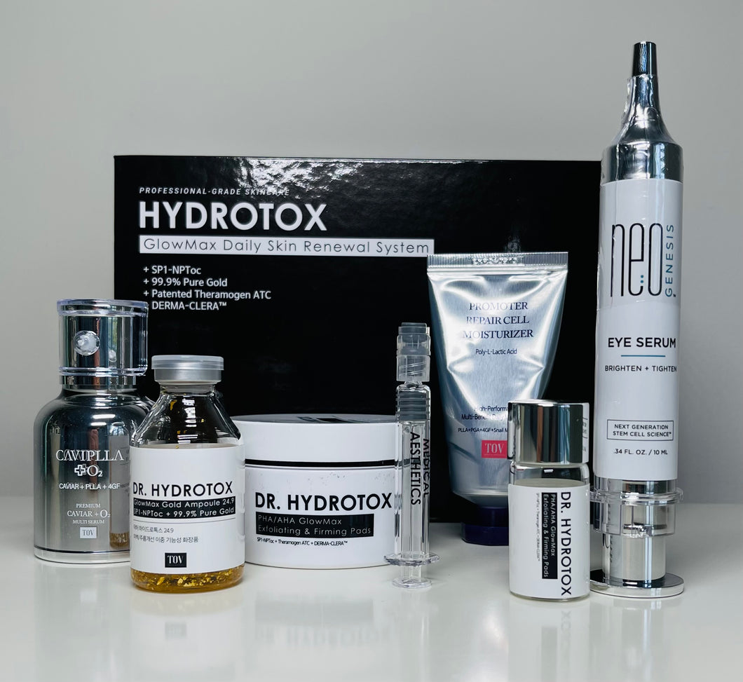 Hydrotox Glowmax Daily Skin Renewal System with Caviplla O2, Promoter Repair Cell and Free NeoGenesis Eye Serum - European Beauty by B