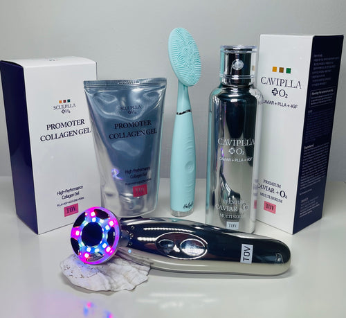 3 pc Set Time Master Pro LED with Promoter Collagen Gel and Caviplla - European Beauty by B