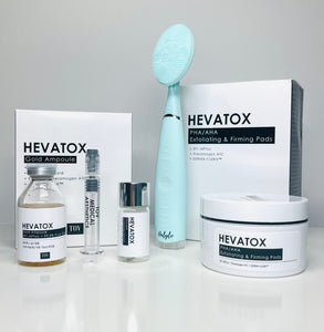 Hevatox Gold Ampoule with PHA/AHA Exfoliating & Firming Pads and Free Sonic Brush - European Beauty by B