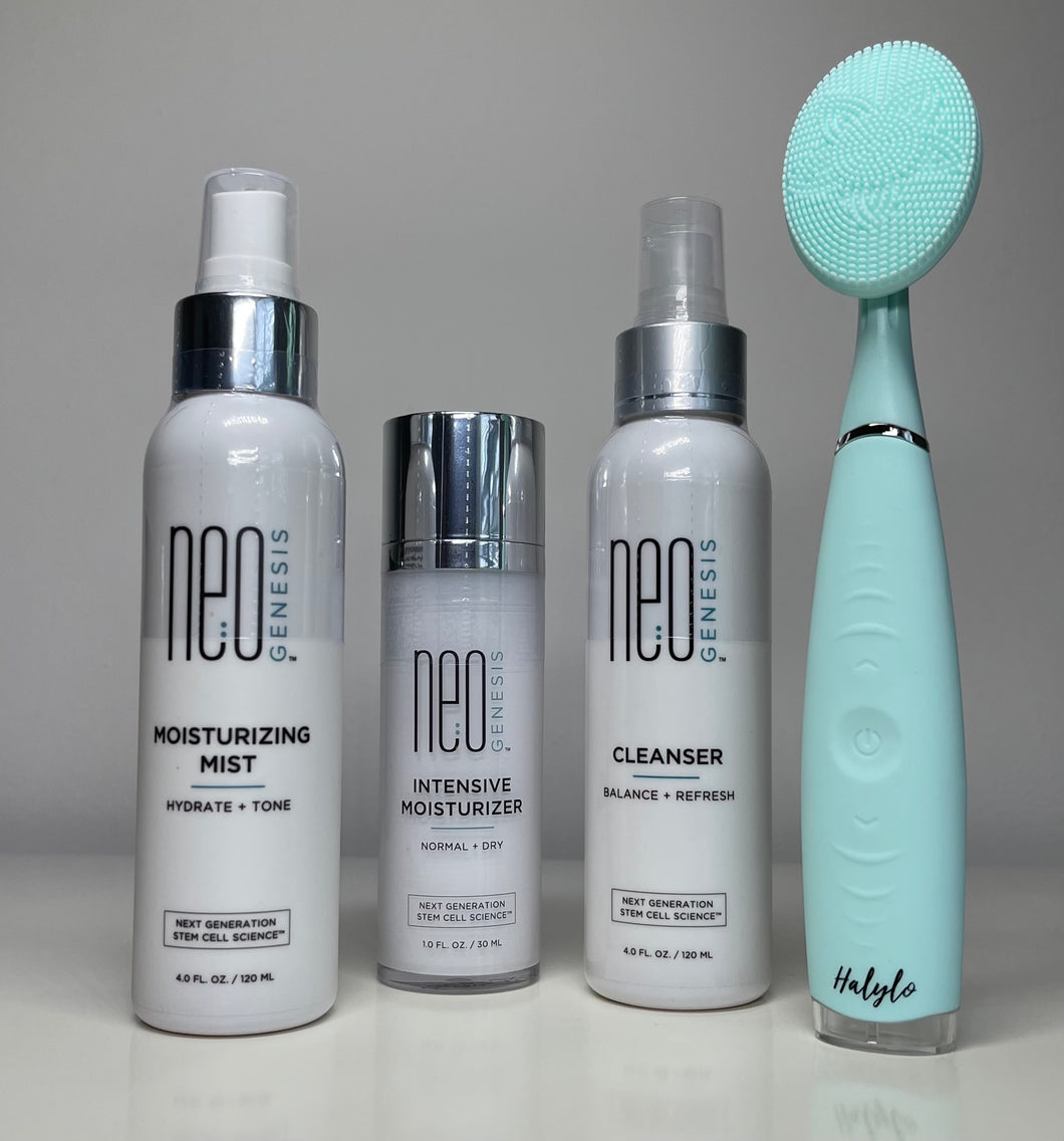 NeoGenesis 4pc set Intensive Moisturizer, Moisturizing Mist ,Cleanser and Free Face Sonic Brush - European Beauty by B